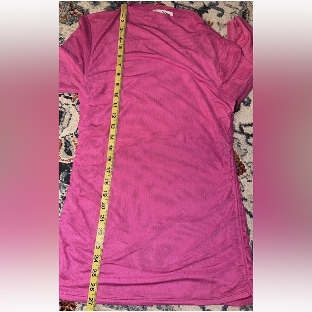 NWT Blue Blossom Sz m Stretch Fuchsia Sheer Ruched Mesh Mini Top Long Sleeve - Picture 9 of 9